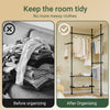 SoBuy FRG34-II-SCH, Τηλεσκοπική κρεμάστρα, στιβαρή βάση ρούχων με ράβδους και ράφια, ρυθμιζόμενη ανοιχτή ντουλάπα για υπνοδωμάτιο, μαύρη βάση ρούχων
