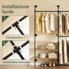 SoBuy KLS20-SCH, Wall-mounted Coat Rack with 2 MDF Shelves, Space-saving Clothes Rack 45 kg Capacity, Wardrobe for Bedroom and Entrance, 91.5x48x220cm, Industrial Black