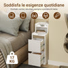 SoBuy FBT149-WN Slim Bedside Table with 2 Drawers and Shelf - White Night Table 20x35x60 cm