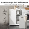 SoBuy Πόρτα λινών μπάνιου με καλάθι με ντουλάπι μπάνιου με λευκό κάτοχο λευκό άσπρο 60x37x86cm BZR105-W