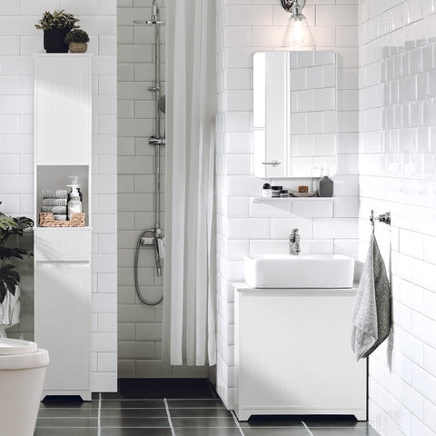 SoBuy Mobile Sublavabo Bath Cabinet Base για νεροχύτη με 2 λευκές πόρτες 60x30x60cm BZR108-W