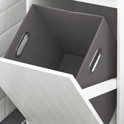 SoBuy Πλυντήριο Mobile με οπίσθιο μπάσκετ πόρτας, καλάθι Portabianchery με συρτάρι, λευκό ντουλάπι μπάνιου 40x39x86cm BZR110-W