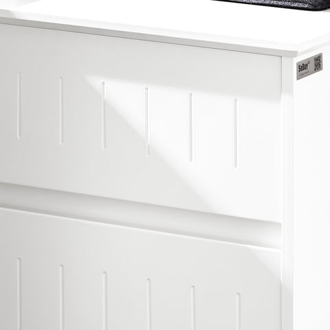 SoBuy Πλυντήριο Mobile με οπίσθιο μπάσκετ πόρτας, καλάθι Portabianchery με συρτάρι, λευκό ντουλάπι μπάνιου 40x39x86cm BZR110-W