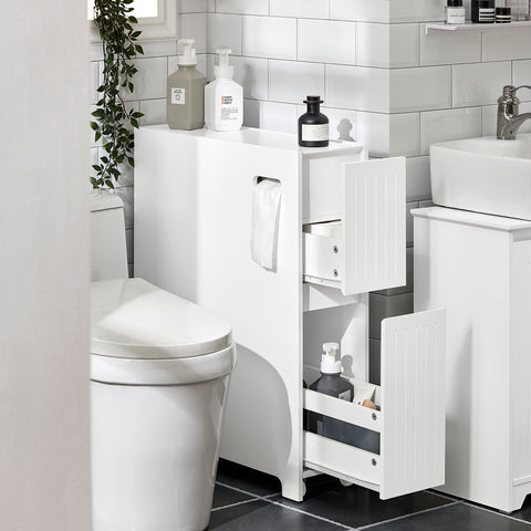 SoBuy Tarrel αίθουσα εξοικονόμηση ράφι εξειδικευμένη θέση 20cm με τροχούς διοργανωτής μπάνιο μπάνιο ντουλάπι κινητό μπάνιο κάτοχος λευκό χαρτί υγείας 20x60x75cm BZR111-W