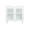 SoBuy Mobile Sublavabo με γυάλινες πόρτες κινητό ντουλάπι Mobile Subvabo White 60x30x58cm BZR115-W