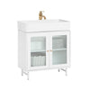 SoBuy Mobile Sublavabo με γυάλινες πόρτες κινητό ντουλάπι Mobile Subvabo White 60x30x58cm BZR115-W