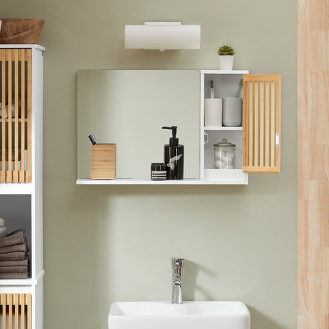 SoBuy Μπάνιο κρεμαστό ντουλάπι με κατοπτρικό ντουλάπι μπάνιο μπάνιο-φυσικό μπάνιο 60x12x40cm BZR128-W