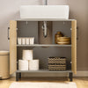 SoBuy Sottolavabo Mobile με 2 πόρτες μπάνιο ντουλάπι γκρι και φυσικό νεροχύτη 60x30x60.5cm BZR133-reg