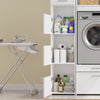 SoBuy BZR232-W Colonna Salvaspazio Armadio Multiuso con 4 Ante e 3 Ripiani Aperti (immagine 8/12)