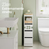 SoBuy BZR54-W Space-saving bathroom cabinet with wheels, compact cabinet with 3 drawers, for toilet, wooden bathroom cabinet, easy to move, white, 65x23x82cm