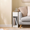 SoBuy Comodino Stretto con larghezza di 20 cm, tavolo ausiliario con cassetto, comodino con porte usb, ανά κάμερα da letto e soggiorno, colore bianco e legno, διάσταση 20 x 35 x 60 cm fbt111-e-wn
