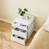 SoBuy FBT167-E-W κομοδίνο με 3 συρτάρια, 2 πλευρικά πάνελ σε ακρυλικό και LED φως, 3 ρυθμιζόμενα χρώματα, μοντέρνο κρεβάτι για υπνοδωμάτιο και σαλόνι, L41 × P40 × A52 cm, λευκό