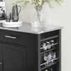 SoBuy Κουζίνα καροτσάκι με ανοξείδωτο χάλυβα Top Kitchen Island με πλευρική πίστη ράφι με μαύρους τροχούς, FKW108-SH