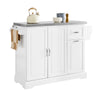 SoBuy FKW128-St Island Kitchen σε τροχούς με εκτεταμένη επιφάνεια εργασίας, εξοικονόμηση ντουλαπιού, καροτσάκι κουζίνας με τροχούς, με δύο συρτάρια και ρυθμιζόμενο ράφι 130 x 46/71 x 91cm λευκό