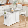 SoBuy FKW128-St Island Kitchen σε τροχούς με εκτεταμένη επιφάνεια εργασίας, εξοικονόμηση ντουλαπιού, καροτσάκι κουζίνας με τροχούς, με δύο συρτάρια και ρυθμιζόμενο ράφι 130 x 46/71 x 91cm λευκό