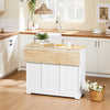 SoBuy FKW129-WW Κουζίνα καροτσάκι με τροχούς, νησί κουζίνας με επεκτάσιμη ξύλινη λύση, 2 συρτάρια και ρυθμιζόμενα ράφια επίπλων κινητού χώρου, λευκό, L113 x p91 x h (44-69)