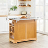 SoBuy FKW130-N Kitchen Island σε ρόδες με επεκτάσιμο πάγκο εργασίας, ντουλάπι εξοικονόμησης χώρου, τρόλεϊ κουζίνας σε ρόδες, με δύο συρτάρια και ρυθμιζόμενο ράφι Natural 107x(46–71) x92,5 cm