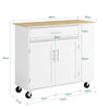 SoBuy Κουζίνα νησιού FKW133-WW με τροχό-Kitchen Cartry Cart με συρτάρι και ρυθμιζόμενο ντουλάπι ράφι-Kitchen με επιφάνεια εργασίας, τραπεζαρία ή για χερσόνησο κουζίνας, λευκό 99x40x85 cm