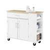 SoBuy Κουζίνα νησιού FKW133-WW με τροχό-Kitchen Cartry Cart με συρτάρι και ρυθμιζόμενο ντουλάπι ράφι-Kitchen με επιφάνεια εργασίας, τραπεζαρία ή για χερσόνησο κουζίνας, λευκό 99x40x85 cm