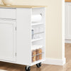 SoBuy Κουζίνα νησιού FKW133-WW με τροχό-Kitchen Cartry Cart με συρτάρι και ρυθμιζόμενο ντουλάπι ράφι-Kitchen με επιφάνεια εργασίας, τραπεζαρία ή για χερσόνησο κουζίνας, λευκό 99x40x85 cm