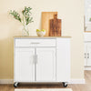 SoBuy Κουζίνα νησιού FKW133-WW με τροχό-Kitchen Cartry Cart με συρτάρι και ρυθμιζόμενο ντουλάπι ράφι-Kitchen με επιφάνεια εργασίας, τραπεζαρία ή για χερσόνησο κουζίνας, λευκό 99x40x85 cm
