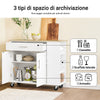 SoBuy Κουζίνα νησιού FKW133-WW με τροχό-Kitchen Cartry Cart με συρτάρι και ρυθμιζόμενο ντουλάπι ράφι-Kitchen με επιφάνεια εργασίας, τραπεζαρία ή για χερσόνησο κουζίνας, λευκό 99x40x85 cm