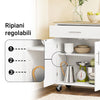SoBuy Κουζίνα νησιού FKW133-WW με τροχό-Kitchen Cartry Cart με συρτάρι και ρυθμιζόμενο ντουλάπι ράφι-Kitchen με επιφάνεια εργασίας, τραπεζαρία ή για χερσόνησο κουζίνας, λευκό 99x40x85 cm