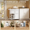 SoBuy FKW45-E-WN, kitchen trolley with sockets, 75x37.6x86.5 cm, kitchen and coffee | Space-saving kitchen cabinet with bottle holder and interchangeable feet, kitchen trolley with wheels and top, MDF/PB
