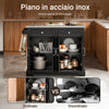 SoBuy Black kitchen sideboard with steel top 115x71x92cm FKW71-SCH