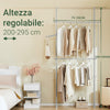 SoBuy FRG109-II-HG, Τηλεσκοπική κρεμάστρα, στιβαρή βάση ρούχων με ράβδους, ρυθμιζόμενη ανοιχτή ντουλάπα για υπνοδωμάτιο, γκρι ράφι ρούχων