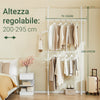 SoBuy FRG109-II-W Τηλεσκοπική κρεμάστρα, στιβαρή βάση ρούχων με ράβδους, ρυθμιζόμενη ανοιχτή ντουλάπα για υπνοδωμάτιο, λευκή βάση ρούχων