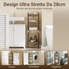 SoBuy FRG226-F Ντουλάπι μπάνιου εξοικονόμησης χώρου με 3 ανθεκτικά ράφια - Στενό ντουλάπι μπάνιου από MDF έως 30 κιλά, Ντουλάπα μπάνιου σε χρώμα ξύλου για μικρά μπάνια 28x20x74 cm