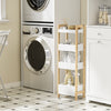 SoBuy FRG226-F Ντουλάπι μπάνιου εξοικονόμησης χώρου με 3 ανθεκτικά ράφια - Στενό ντουλάπι μπάνιου από MDF έως 30 κιλά, Ντουλάπα μπάνιου σε χρώμα ξύλου για μικρά μπάνια 28x20x74 cm
