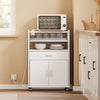 SoBuy FSB09-W Kitchen Trolley with Wheels and Extractable Shelf for Microwave - Cabinet with Drawer, Shelves and Doors, Space-Saving White 92x59x40cm