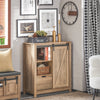 SoBuy Sideboard με συρόμενη πόρτα, ράφι παπουτσιών με αχυρώνα, έπιπλα εισόδου, πολυλειτουργική ντουλάπα, ανοιχτό καφέ, FSB59-BR
