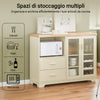 SoBuy Buffet Credenza με 2 πόρτες σε κινητά κουζίνα κινητό κινητό φούρνο μικροκυμάτων 120x40x90cm FSB81-MI