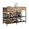 SoBuy Condence Island Cooking με 2 συρτάρια και 5 ανοιχτά ράφια συρτάρι Creenza εισόδου τραπέζι τραπέζι πίνακα vintage στυλ 120x45x91cm fsb85-pf