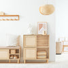 SoBuy Credenza με 2 συρόμενες πόρτες διακοσμητικό πλακάκι φυσική πλευρική κονσόλα 80x35x87cm fsb87-n