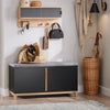 SoBuy Πάγκος παπουτσιών είσοδος με κάθισμα, δοχείο Cassapanca με 2 πόρτες, 90x34x46cm FSR117-SH