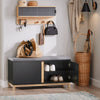 SoBuy Πάγκος παπουτσιών είσοδος με κάθισμα, δοχείο Cassapanca με 2 πόρτες, 90x34x46cm FSR117-SH