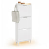 SoBuy FSR151-H-E-W Slim Space-Saving Shoe Rack, Entrance Shoe Rack, Wooden Shoe Rack with Sensor LED Light and 19 cm Depth, for Entrance and Corridor, for Small Spaces, White, 50 x 19 x 131 cm