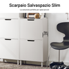 SoBuy Κασκόλ με 2 Ρίμπες Ράλλυ Παπούτσια με 4 ράφια λευκό ράφι παπουτσιών ρυθμιζόμενο κάτοχο εξοικονόμησης χώρου L50xp19xa91cm FSR151-W