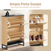 SoBuy 2 -Door Slim Saving Rack -Σύγχρονα έπιπλα εισδοχής για παπούτσια -8-12 ζεύγη ράφι παπουτσιών, με ανθεκτική δομή, μαύρο μαρμάρινο αποτέλεσμα και ελαφρύ ξύλο, 60x24x88cm, FSR202 -N