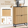 SoBuy 2 -Door Slim Saving Rack -Σύγχρονα έπιπλα εισδοχής για παπούτσια -8-12 ζεύγη ράφι παπουτσιών, με ανθεκτική δομή, μαύρο μαρμάρινο αποτέλεσμα και ελαφρύ ξύλο, 60x24x88cm, FSR202 -N