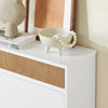 SoBuy FSR205-WN Λεπτή σχάρα παπουτσιών εισόδου που εξοικονομεί χώρο - Κινητό ράφι παπουτσιών με 2 πόρτες και συρτάρι - Nordic design για μοντέρνα είσοδο - Ντουλάπα από λευκό και ξύλο δρυός - 61x26x91 cm