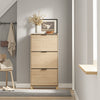 SoBuy FSR212-N, Entrance Shoe Rack - Space-saving Slim Wooden Shoe Rack, Large Capacity for Shoes up to Size 47, Modern Nordic Design, Ideal for Corridor, Entrance, Family, Wood, 60x24x95cm