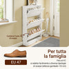 SoBuy FSR215-W, Space-saving Slim Wooden Shoe Rack, Suitable for EU 47 Shoes, Shoe Rack Cabinet for Entrances, Corridors, Small Apartments, Perfect for Studios and Modern Homes - 76x18x113cm