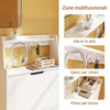SoBuy FSR221-W Entrance Shoe Rack Space-saving Slim Shoe Rack Wooden Shoe Rack, Capacity up to Size 47, with Hooks and Open Shelf for Small Apartment Hallway Entrance White 60x19x119 cm