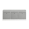 SoBuy Bastarque Μπάνιο Cassapanca Bank Bank Bench με 3 καλάθια λευκά και γκρι L102*P32*A45cm FSR65-DG
