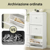 SoBuy FSR94-W Slim Shoe Cabinet with 3 Flap Doors, Space-saving Entrance Cabinet, Modern Entrance, 53x24x117 cm, White